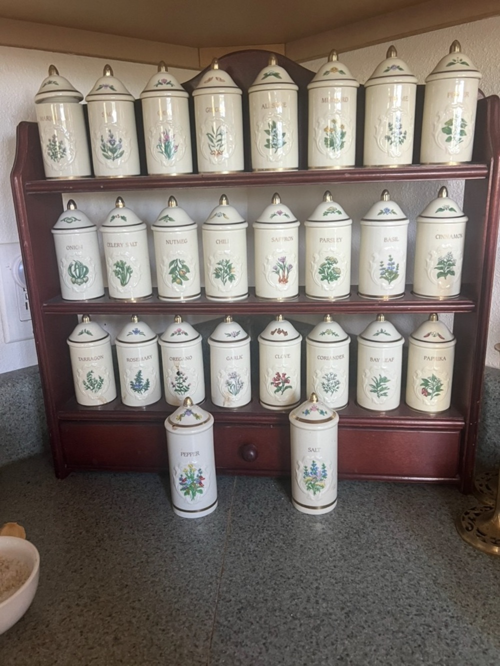 1992 Vintage COMPLETE Lenox Spice Garden Spice Jars Porcelain Set 24 With Rack